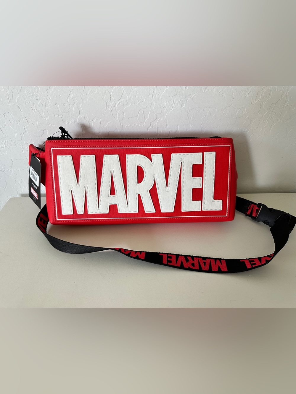 NWT Loungefly Marvel Logo Belt Bag, Crossbody, Fannypack with Black Strap
